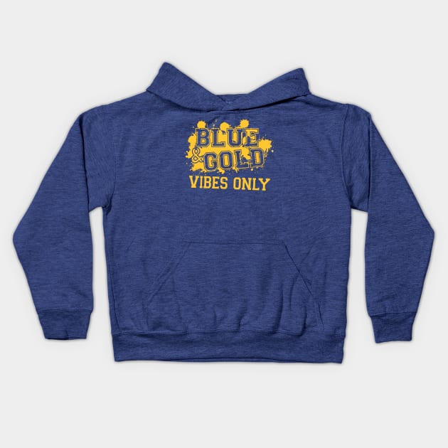 Blue and Gold Game Day Group For High School Football Fans Kids Hoodie by cytoplastmaximume